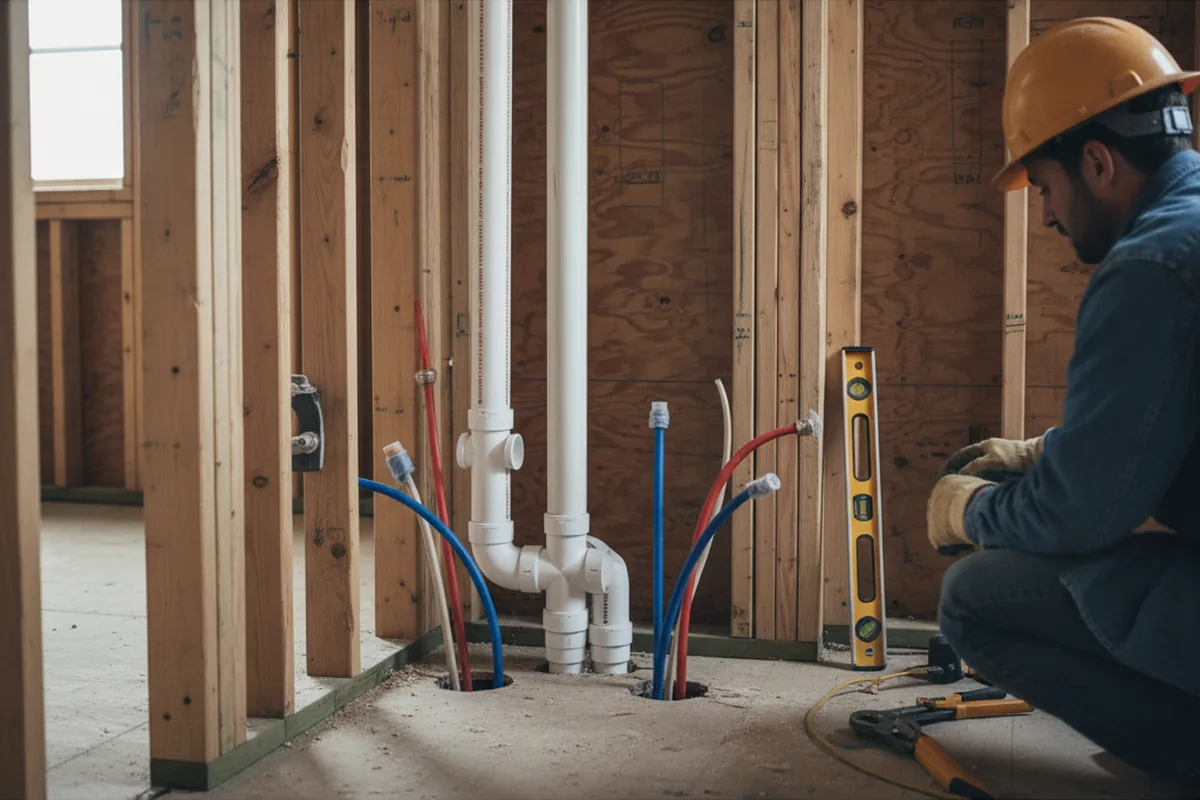 Drain and supply rough-in during Drain Cleaning in Round Top